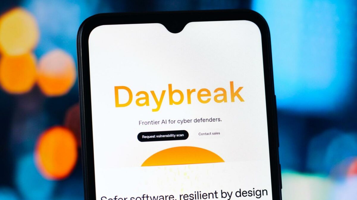 Daybreak logo on a phone screen