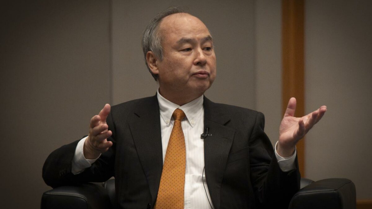 Masayoshi Son, chairman and chief executive officer of SoftBank Group Corp., speaks during an event on the sidelines of the Science and Technology in Society (STS) Forum in Kyoto, Japan, on Sunday, Oct. 4, 2026.